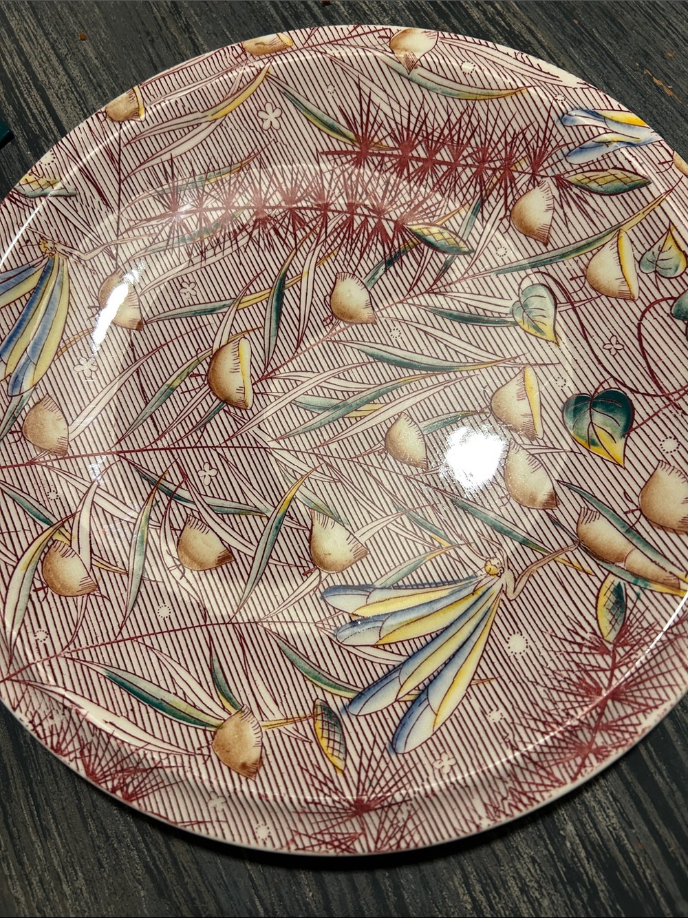 Floral Pattern Ceramic Dinner Plate - Pink and Yellow Disney Autumn Ballet